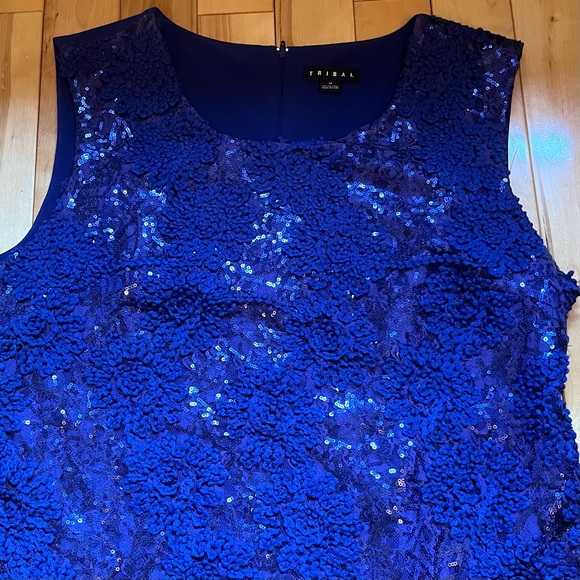NWOT-Tribal~Dress~Sleeveless-Size 14~Jewel Blue~Sequins - Picture 3 of 8